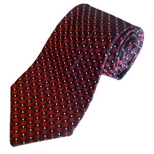 Zianetti 100% Italian Silk Tie USA Made Red Black Geometric Necktie Extra Long